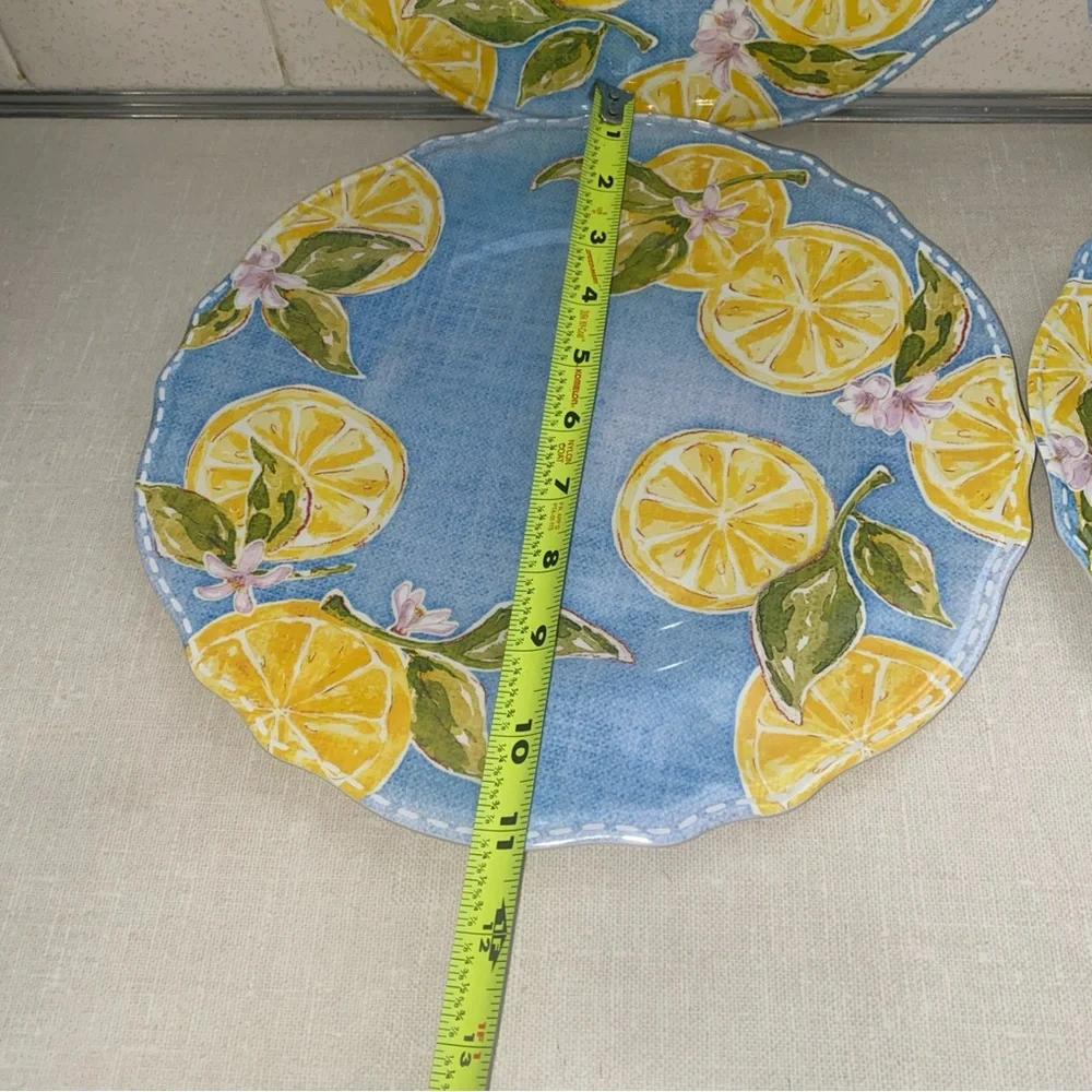 Nicole Miller Melamine Lemon Print Dinner Plates Set‎ Of 4